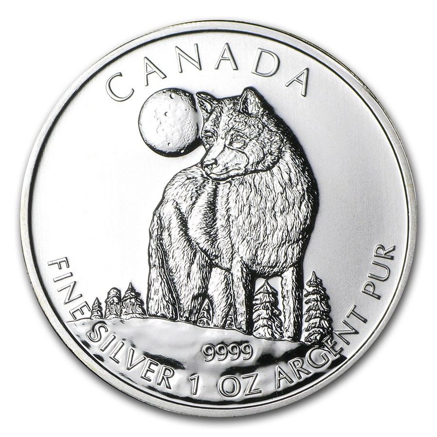 CANADA 2011 $5 Silver Maple Leaf - Canadian Wildlife Series - Wolf - 1oz Fine Silver Coin - #1 in Series