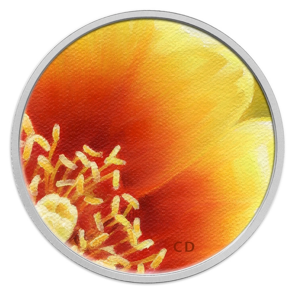 CANADA 25 cents 2013 Eastern Prickly Pear Cactus Coloured Coin