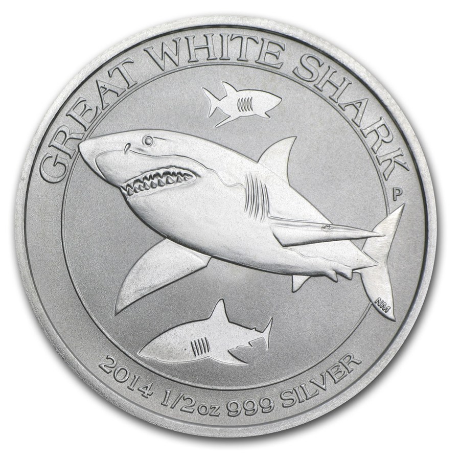 AUSTRALIA 2014 50 cents Great White Shark Fine 1/2oz Silver Coin