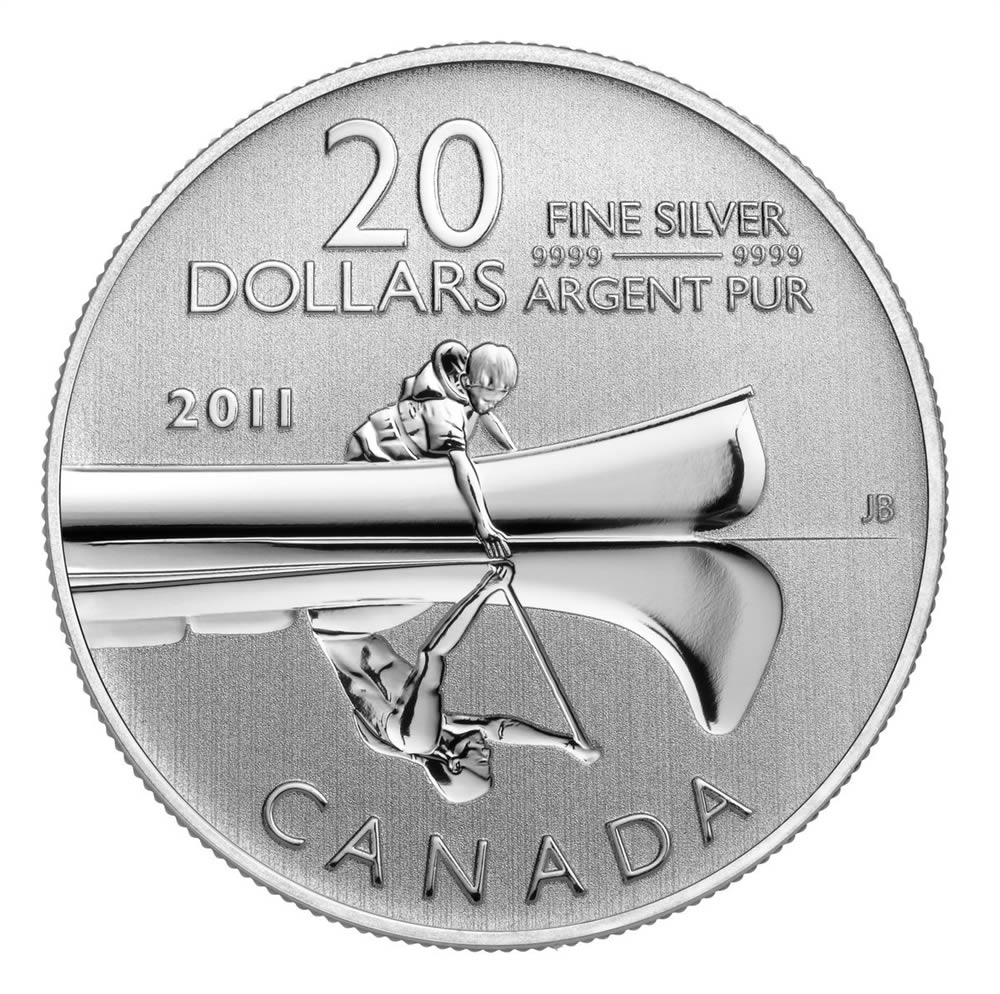 CANADA 2011 $20 Fine Silver Commemorative Coin - Canoe - $20 for $20 - #2 In Series