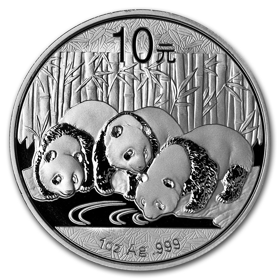 CHINA 2013 Panda Fine 1oz Silver Coin in Capsule Brilliant Uncirculated